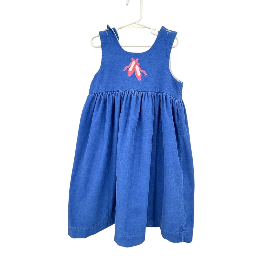 Kellys Kids Vintage Blue Corduroy Ballet Slipper Jumper Dress Girls Size 6